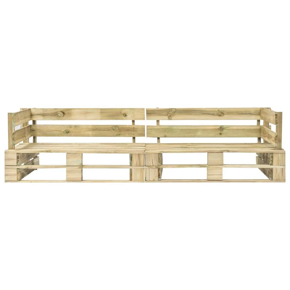 VidaXL 2-delige Loungeset Pallet Met Grijze Kussens Grenenhout 4 VidaXL 2-delige Loungeset Pallet Met Grijze Kussens Grenenhout - Afbeelding 4