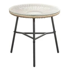 Bijzettafel Formentera - Naturel/antraciet - 50xØ50 Cm