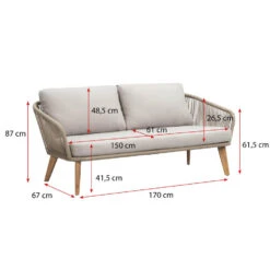 Loungebank Nant - Wicker/acacia Taupe - 87x170x67 Cm - Incl. Kussens -VIDAXL Winkel 50203110 9096