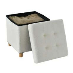 ACAZA Poef Met Opbergruimte - Poef Met Pootjes - 40x37x37cm - Wit -VIDAXL Winkel 5077738a1b4f41c1b81cd0328e3e8cb3