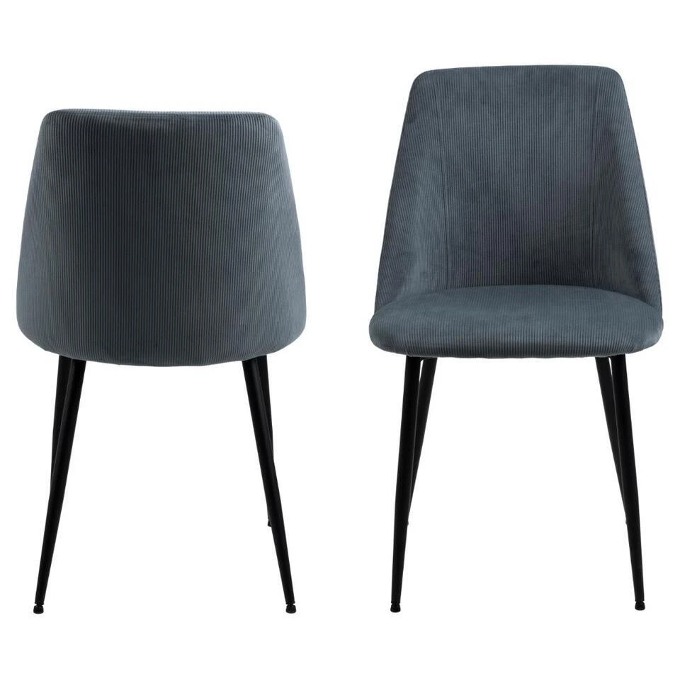 Eetkamerstoel - Grijs - Stof - Zithoogte 48,5cm - Ingel - Set Van 4 3 Eetkamerstoel - Grijs - Stof - Zithoogte 48,5cm - Ingel - Set Van 4 - Afbeelding 3