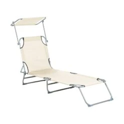 FOLIGNO - Strandstoel - Crème - Polyester -VIDAXL Winkel 516578a8c5c84be98622afd7a547ac71