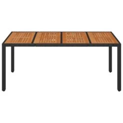 VidaXL - Tuintafel Met Houten Blad - Zwart - Poly Rattan - 190 X 90 X 75 Cm -VIDAXL Winkel 51b3948a988d4f47ac7a050953ccf287