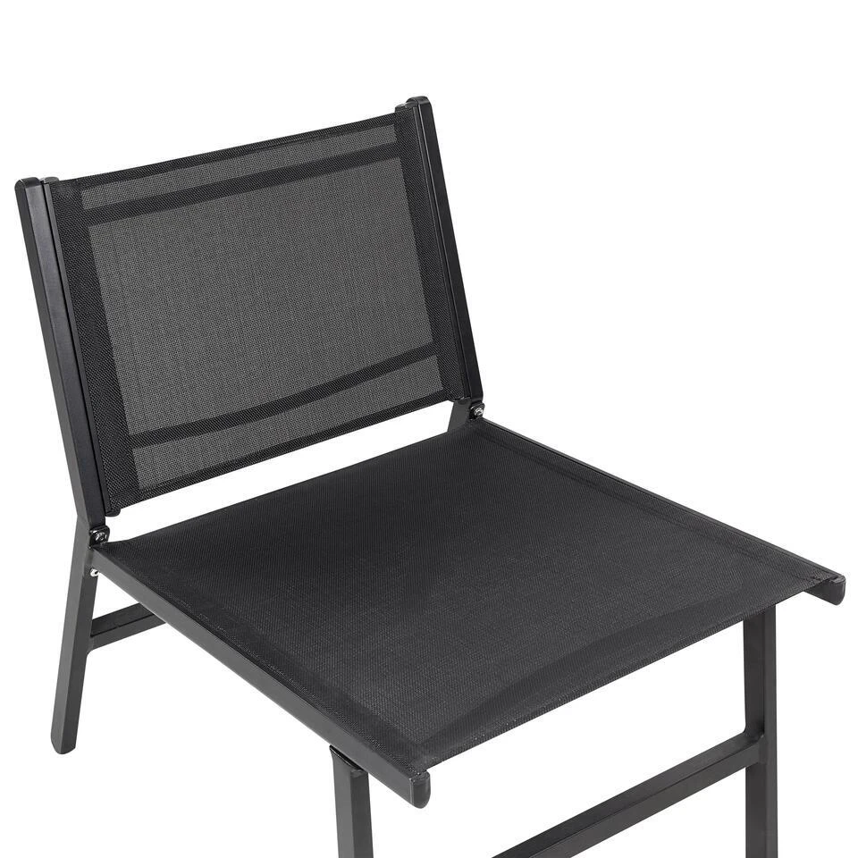 MARCEDDI -Tuinstoel Met Voetenbank - Zwart - Textileen 11 MARCEDDI -Tuinstoel Met Voetenbank - Zwart - Textileen - Afbeelding 11