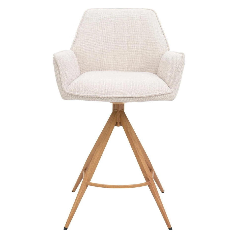 Barstoel Beige/Naturel - Zithoogte 66cm - Noa - Set Van 2 3 Barstoel Beige/Naturel - Zithoogte 66cm - Noa - Set Van 2 - Afbeelding 3