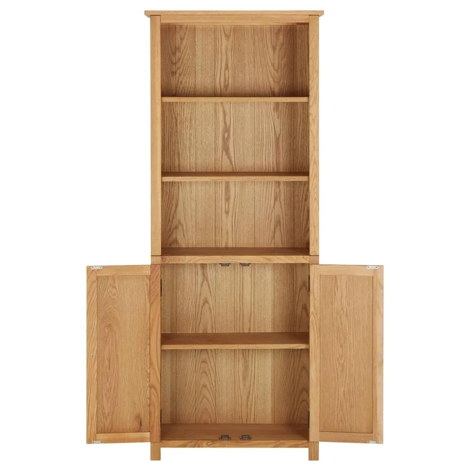 VidaXL Boekenkast Met 2 Deuren 70x30x180 Cm Massief Eikenhout 3 VidaXL Boekenkast Met 2 Deuren 70x30x180 Cm Massief Eikenhout - Afbeelding 3