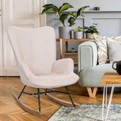 CLP Schommelstoel Sanka Stof - Creme -VIDAXL Winkel 54060f1ace524ccb8fee83e6ff87f452