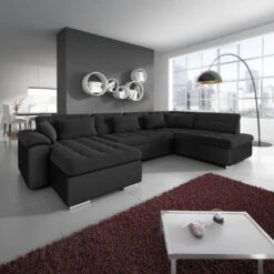 Meubella - Hoekbank Nicoreta - Zwart - Leer - Stof - Links -VIDAXL Winkel 54a5ca1adc544f2d81f23cb96b0b1679