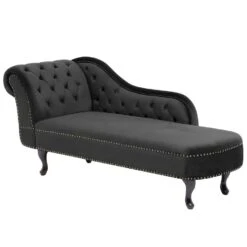NIMES - Chaise Longue - Zwart - Linkerzijde - Fluweel -VIDAXL Winkel 54d68da71b854ffdb885439fc51cb36f