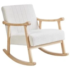 LEKNES - Schommelstoel - Gebroken Wit - Bouclé -VIDAXL Winkel 561eac08617d475c8a77a00ff71c2b3e