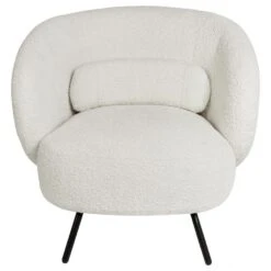 MAKELA - Fauteuil - Wit - Bouclé -VIDAXL Winkel 566172bf670d400291f544fc4c2175b2