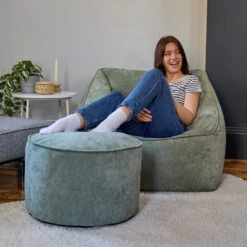 Icon Zitzak En XL Poef Natalia - Chenille Zitzak Fauteuil - Saliegroen -VIDAXL Winkel 567ac05d1caf45108f0ed5660ec634e7