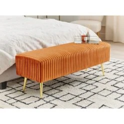 Beliani Hocker PATERSON - Oranje Fluweel -VIDAXL Winkel 568d7f4dbea14f1bb330ca4a693862da