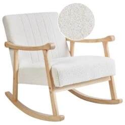 LEKNES - Schommelstoel - Gebroken Wit - Bouclé -VIDAXL Winkel 575502bad94c4b6ea6c36ce31d327dcd