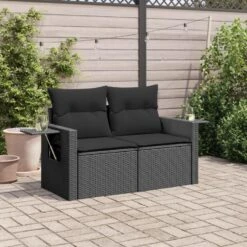 VidaXL - Tuinbank 2-zits - Zwart - Poly Rattan - Met Kussens 15 VidaXL - Tuinbank 2-zits - Zwart - Poly Rattan - Met Kussens -VIDAXL Winkel 57584b13fb624b5b90766925271122be