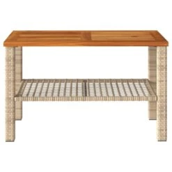 VidaXL - Salontafel Met Opbergruimte - Beige - Poly Rattan En Hout - 70x38x42 Cm -VIDAXL Winkel 57d349706aaa47e78156192dd53b056b