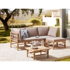 CERRETO - Hoekmodule Tuin - Taupe - Bamboe -VIDAXL Winkel 58748f0376864f50a26972a465080807