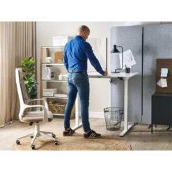 Beliani Verstelbaar Bureau GRIFTON - Wit Staal, Vezelplaat -VIDAXL Winkel 58aa1adcc5634aab9893a1b5f8f3d361