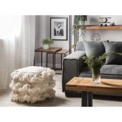 Beliani Poef NASHIK - Beige Katoen, Wol 7 Beliani Poef NASHIK - Beige Katoen, Wol -VIDAXL Winkel 58ed8397fb0d45e28b3efcc193b9063e