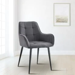 CLP Set Van 2 Eetkamerstoel Ferndale Zwart Frame - Fluweel - Donkergrijs -VIDAXL Winkel 58f354e5f7ab457187981a03a29f963d