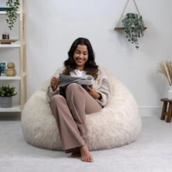 Icon Zitzak Cocoon - Zitzak Van Imitatiebont - Wit -VIDAXL Winkel 59a99755b4d84f56b39fc14aa7bfa289