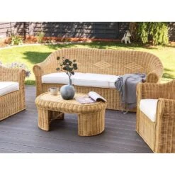 LIVADEIA - 3-zits Tuinbank - Natuurlijk - Rotan -VIDAXL Winkel 5b43d41247b34519a765c4acbd2a61d0