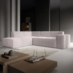 Meubella - Hoekbank Monet - Beige - Fluffy Ribstof - Links -VIDAXL Winkel 5bb1da22421d4b5e9c608fd16fd4ef18