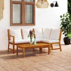 VidaXL - Loungeset - Crème - Acaciahout - 4 Stuks - Met Kussens -VIDAXL Winkel 5c5186e2f5bb4155b07185e54a03fd0d