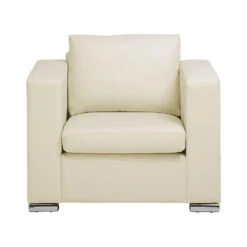 Beliani Fauteuil HELSINKI - Beige Leer -VIDAXL Winkel 5c776b053bcc4f54b3482b9399e602f5