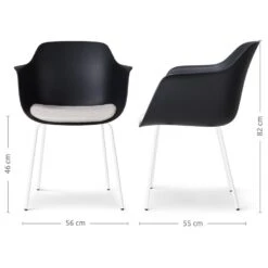 Nolon Nora-Liz Eetkamerstoel Zwart - Beige Kussen - Witte Poten -VIDAXL Winkel 60405ddc1bd54fd7b6128781e9942d73