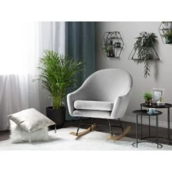 Beliani Schommelstoel OXIE - Grijs Fluweel -VIDAXL Winkel 60e4deceae72489f85dc4bce1a4240cc