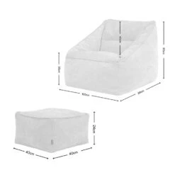 Icon Zitzak En Poef Natalia - Chenille Zitzak Fauteuil - Beige -VIDAXL Winkel 6112c0335966406bbdac7de61ee5ed62