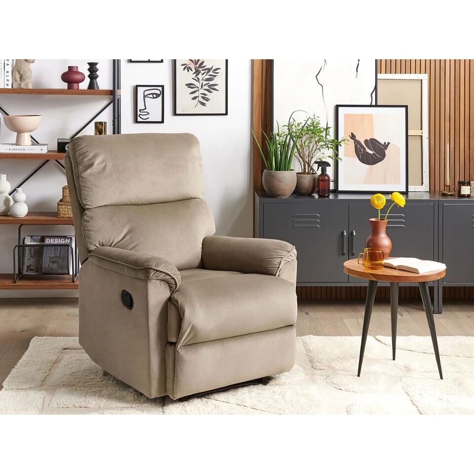 Beliani TV-fauteuil EVERTON - Bruin Polyester 2 Beliani TV-fauteuil EVERTON - Bruin Polyester - Afbeelding 2
