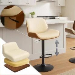 CLP Barkruk Beverley Zwart Frame - Metaal - Walnoot/creme -VIDAXL Winkel 62906f6949ce4b67a184832d41bdbb10