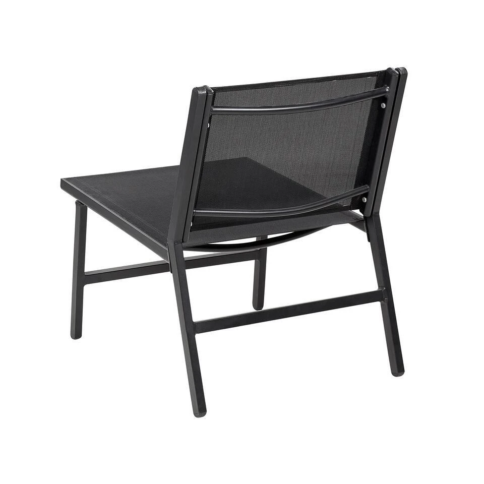 MARCEDDI -Tuinstoel Met Voetenbank - Zwart - Textileen 6 MARCEDDI -Tuinstoel Met Voetenbank - Zwart - Textileen - Afbeelding 6