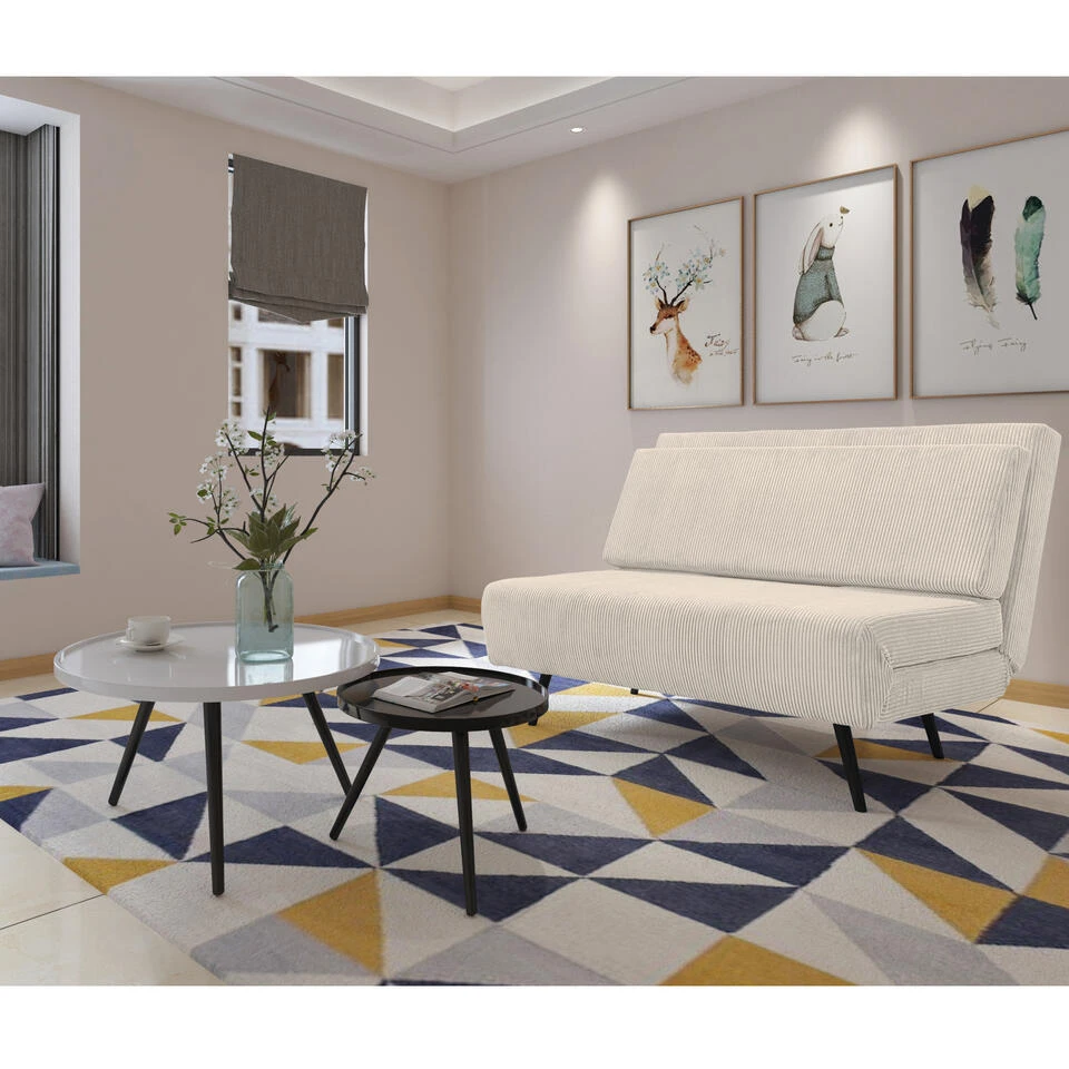 Mallory - Slaapbank 140 Cm In Crèmekleurige Stof 2 Mallory - Slaapbank 140 Cm In Crèmekleurige Stof - Afbeelding 2