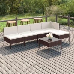 VidaXL - Loungeset - Bruin - Poly Rattan - 6 Stuks - Met Kussens -VIDAXL Winkel 65a50f93af80464584274df18f401885