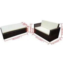 VidaXL 2-delige Loungeset Met Kussens Poly Rattan Bruin -VIDAXL Winkel 6614f831e7b646f2bdb9d66c51eee6a9