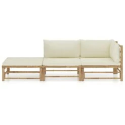 VidaXL - Loungeset - Wit - Bamboe - 3 Stuks - Met Kussens -VIDAXL Winkel 678f62c139aa49e7879e14d8f4d5d426
