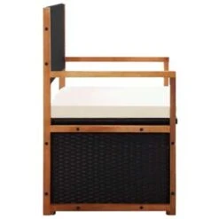 VidaXL Opbergbankje 115 Cm Poly Rattan En Massief Acaciahout Zwart -VIDAXL Winkel 67f27a44a9b84f8ca103604556598ddf