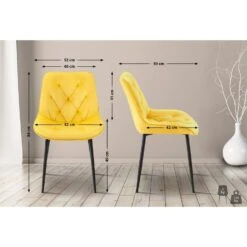 CLP Set Van 2 Eetkamerstoel Wallace Zwart Frame - Fluweel - Geel -VIDAXL Winkel 69e9a852724047b1b690492239cfe6de