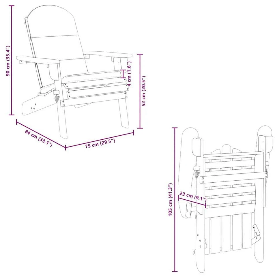 VidaXL - Adirondack Tuinstoel - Kussens - Bruin - Acaciahout - 75x84x90 Cm 9 VidaXL - Adirondack Tuinstoel - Kussens - Bruin - Acaciahout - 75x84x90 Cm - Afbeelding 9