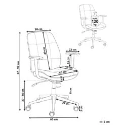 CARLTON - Bureaustoel - Grijs - Stof -VIDAXL Winkel 6a41809d37f84a4dac9e66c156c58d63