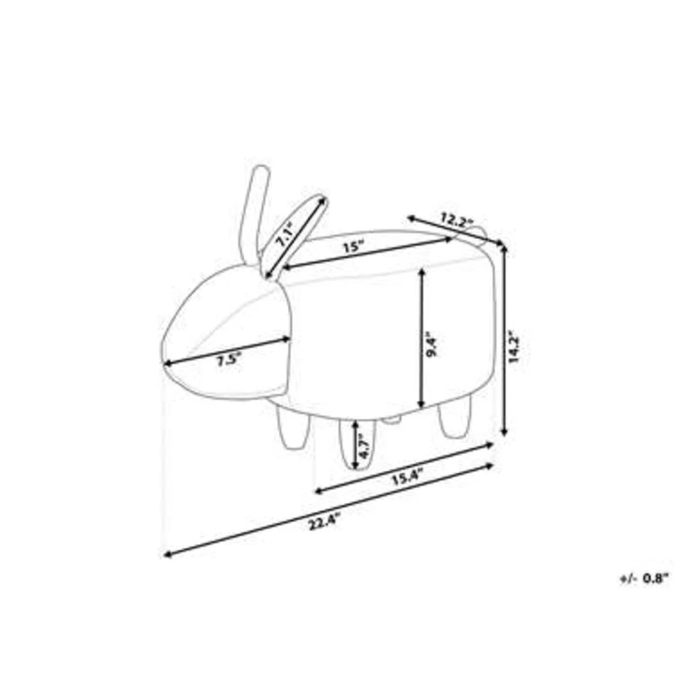 Beliani Dierenhocker BUNNY - Wit Polyester, Katoen 4 Beliani Dierenhocker BUNNY - Wit Polyester, Katoen - Afbeelding 4