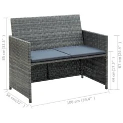 VidaXL Tuinbank 2-zits Met Kussens Poly Rattan Grijs -VIDAXL Winkel 6cbe3ff1ed30407da7989929ffc1ef95