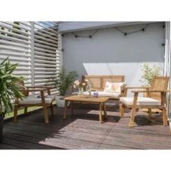 ARENELLA - Loungeset 4-zits - Lichthout/Beige - Acaciahout -VIDAXL Winkel 6cec03ae5f8c4284944a64982a7cd7f4