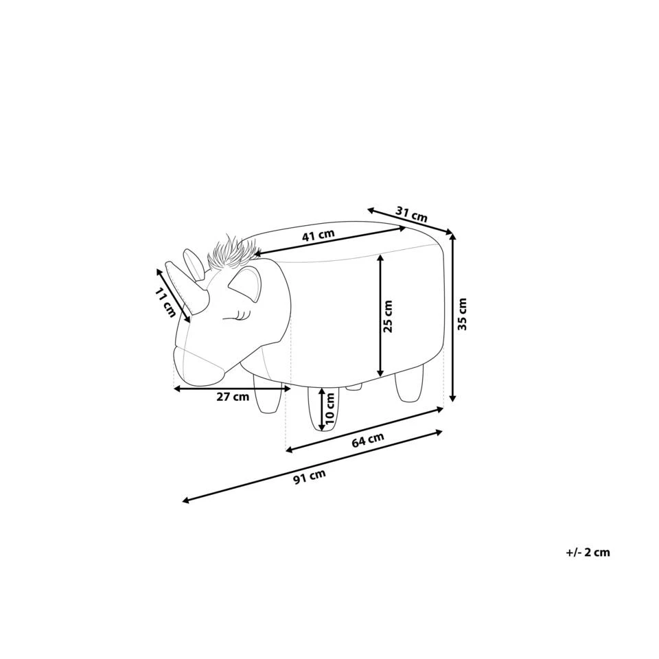 Beliani Dierenhocker UNICORN - Roze Polyester, Katoen 3 Beliani Dierenhocker UNICORN - Roze Polyester, Katoen - Afbeelding 3