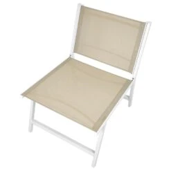 MARCEDDI -Tuinstoel Met Voetenbank Set Van 2 - Beige - Textileen -VIDAXL Winkel 6f549e0a99c74b4fa05eebb1e02ac859