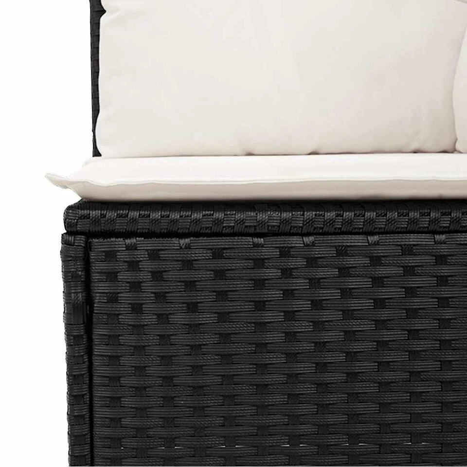 VidaXL Loungebank 2 Zits Met Crème Kussens Poly Rattan - Zwart 110x62x69 Cm 5 VidaXL Loungebank 2 Zits Met Crème Kussens Poly Rattan - Zwart 110x62x69 Cm - Afbeelding 5