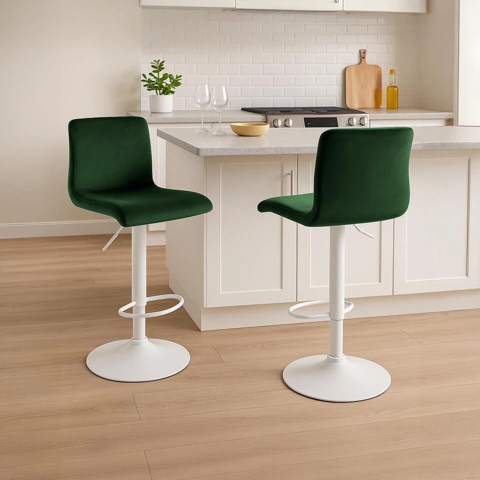 CLP Barkruk Hover Fluweel - Groen 3 CLP Barkruk Hover Fluweel - Groen - Afbeelding 3